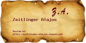 Zeitlinger Alajos névjegykártya